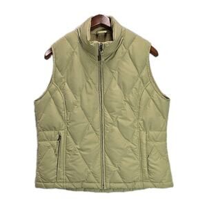 Eddie Bauer Womens Goose Down Diamond Quilted Puffer Vest Sz M Green